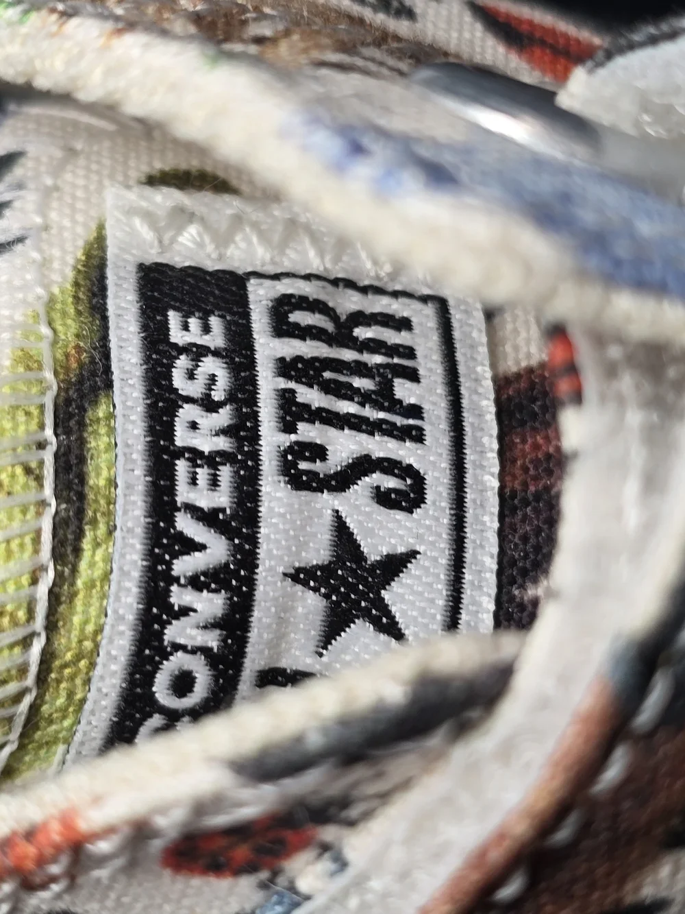 Converse Kids Low Top Velcro Sneakers in Cream Multi-Color Print